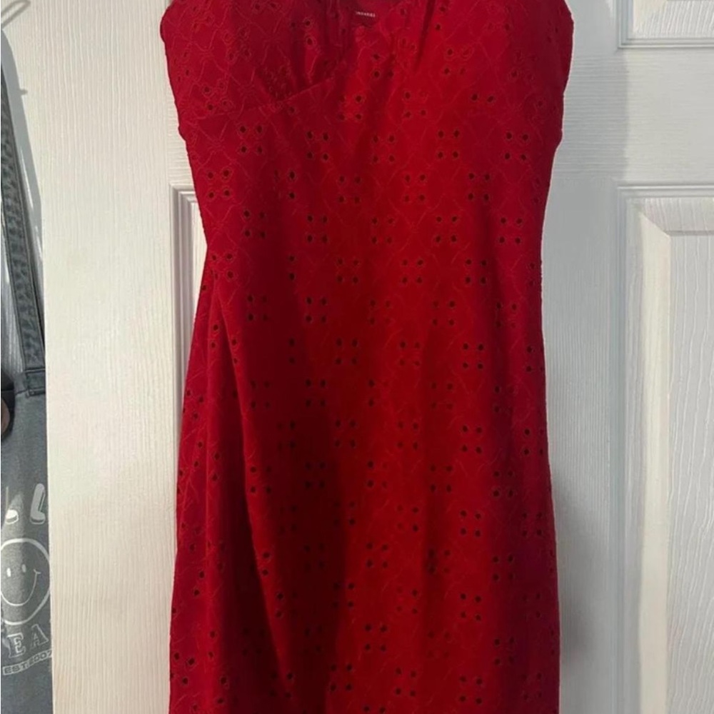 Elegant Red Eyelet Dress